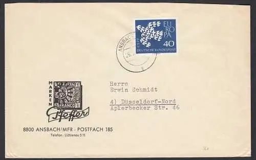BRD BUNDESREPUBLIK Bund Mi. 368 Einzelfrankatur 40 Pfennig Europa 1962  (32668