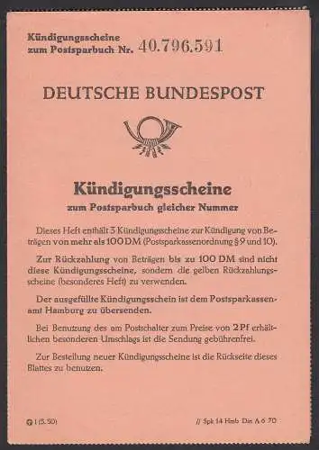 BRD BUNDESREPUBLIK Bund R-Brief Postsparkassenamt Hamburg 1954 mit Inhalt