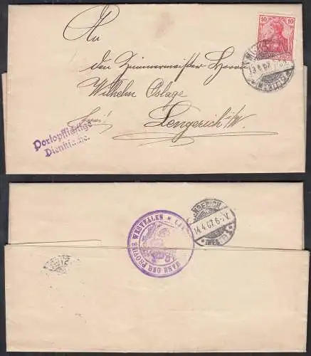 1907 Portopflichtige Dienstsache Münster nach Lengerich mit Inhalt   (32698