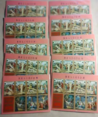 10 Stück Motiv-Blocks 1972 Religion verkaufsfertig auf Karton