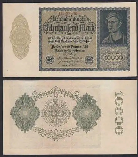 10.000 10000 Mark 1922 Ro 69c Pick 72 VF/XF (2/3) FZ: H BZ: 11 6-stellig  (32815