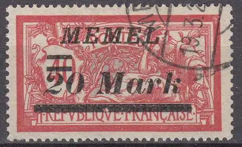 Memel 1922 Mi.114 Freimarke mit Aufdruck 20 M. auf 40 C. gestempelt used  (70593