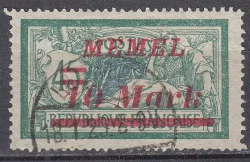 Memel 1922 Mi.113 Freimarke mit Aufdruck 10 M. auf 45 C. gestempelt used  (70594