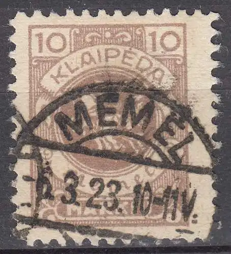Memel 1923 Mi. 141 Freimarke Wappenreiter 10 M. gestempelt used  (70601