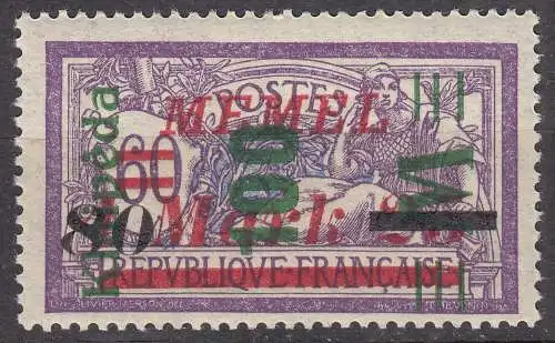 Memel 1923 Mi.164 Freimarke mit Aufdruck 100 M. auf 80 auf 1,25 postfrisch MNH