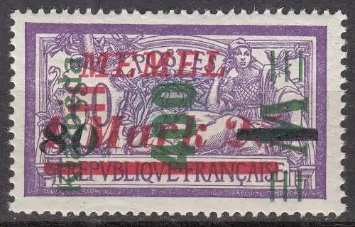 Memel 1923 Mi.165 Freimarke mit Aufdruck 400 M. auf 80 auf 1,25 postfrisch MNH
