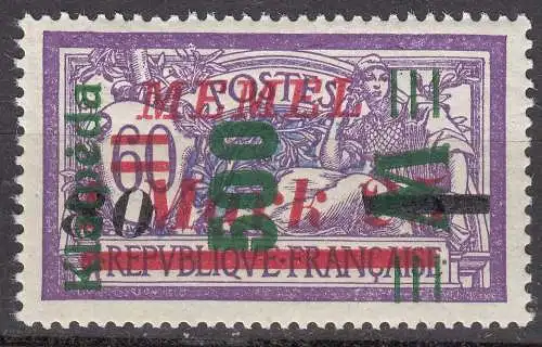 Memel 1923 Mi.166 Freimarke mit Aufdruck 500 M. auf 80 auf 1,25 postfrisch MNH