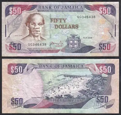 JAMAIKA - JAMAICA 50 Dollars Banknote 2009 Pick 83d VF- (3-)   (32833