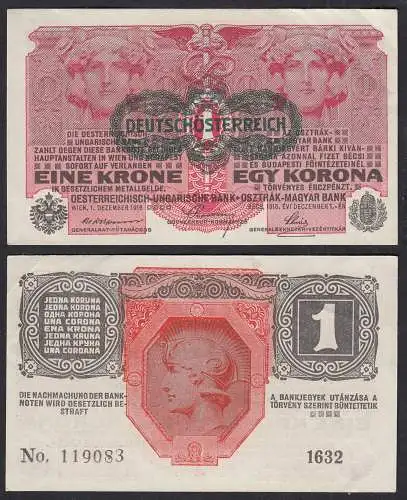 Österreich - Austria 1 Krone 1916 (1919) Pick 49 aXF (2-)     (32844