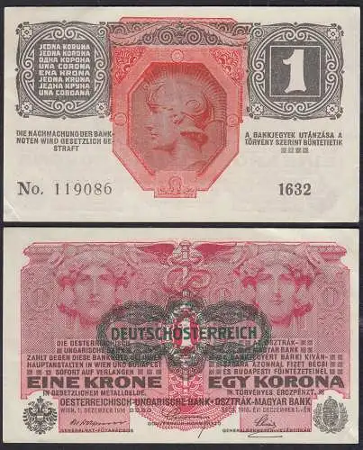 Österreich - Austria 1 Krone 1916 (1919) Pick 49 XF (2)     (32845