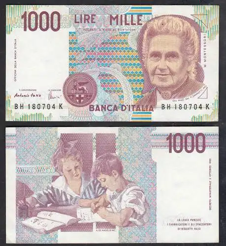 Italien - Italy 1000 Lire Banknote 1990 Pick 114c VF (3)     (32848