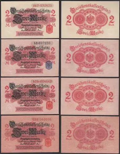 4 Stück Darlehnskassenscheine 1914 Ro 52 in 4 verschiedenen Farbentönen UNC (1)