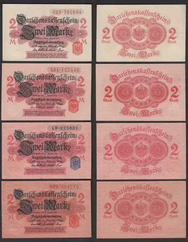 Darlehnskassenscheine 4 Stück 1914 Ro 52 in 4 verschiedenen Farbentönen UNC (1)