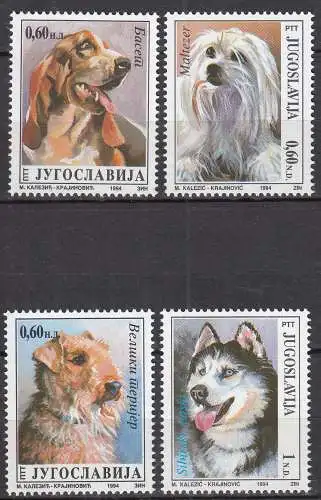 Jugoslawien -Yugoslavia 1994 Mi.2662-2665 Tiere Hunde Dogs postfr. MNH ** (70615