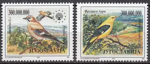 Jugoslawien -Yugoslavia 1993 Mi.2620-2621 Vögel Naturschutz postfr. MNH  (70617