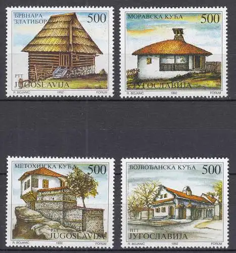 Jugoslawien -Yugoslavia 1992 Mi.2574-2577 Bauernhäuser postfr. MNH  (70618