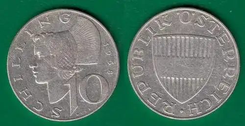 Österreich Austria 10 Schilling Silber Münze 1958     (32880