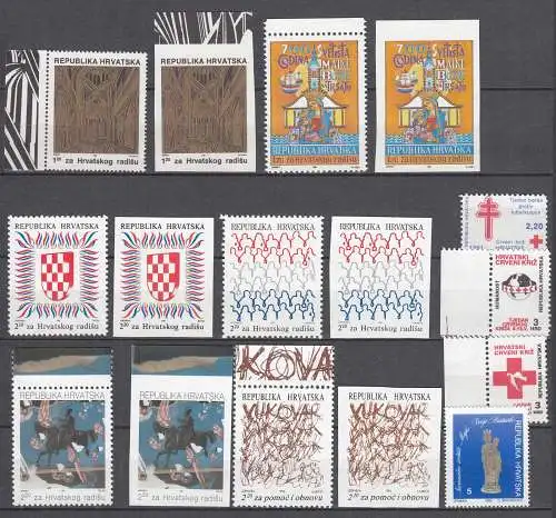 Kroatien - Croatia - REPUBLIK seltenes Briefmarken Lot aus 1991-92 postfrisch MNH