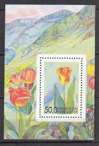 USBEKISTAN - UZBEKISTAN 1993 Block 2 Blumen Tulpen ** postfrisch MNH   (32889
