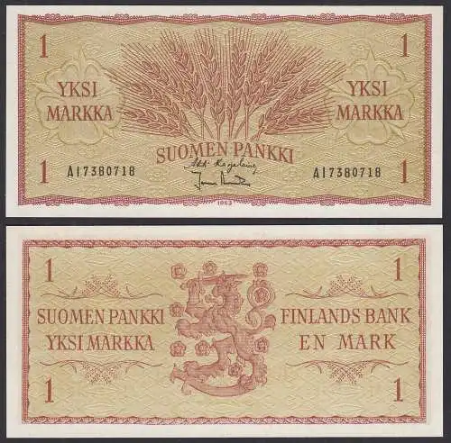 Finnland - Finland 1 Markka Banknote 1963 Pick 98 UNC    (32914