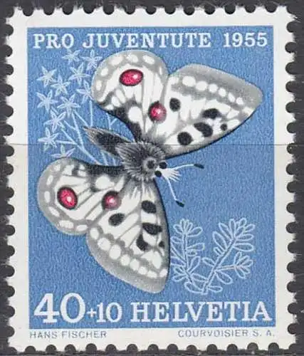 Schweiz - Switzerland 1955  Mi. 622 postfr. MNH ** Schmetterling Apollofalter