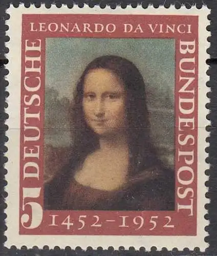 Bund BRD Bundesrepublik 1952 Mi.148 - 5 Pfg.Mona Lisa MNH ** postfr.   (70659