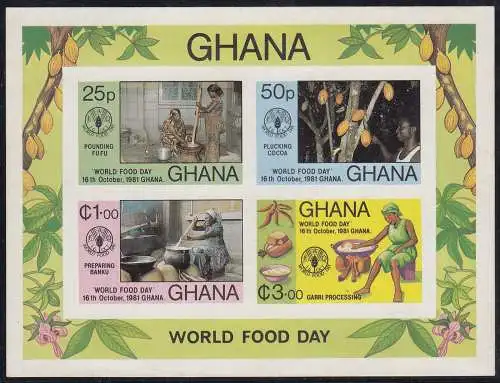 Ghana 1981 World Food Day S/Sheet MNH IMPERFORATED RAR  (26487