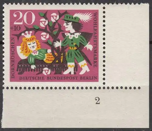 Berlin 1964 Mi.239 ** postfr. MNH 20+10 Pfg. Eckrand UR Formnummer FN 2  (70666