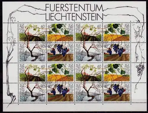 Liechtenstein vier Jahreszeiten Kleinbogen 1089-92 gestempelt  (c069