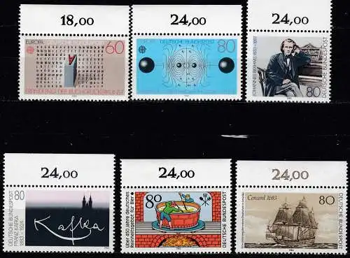 Bund BRD Bundesrepublik 1983 ** MNH Mi.1175-1180 mit Oberrand Gelegenheit (70690