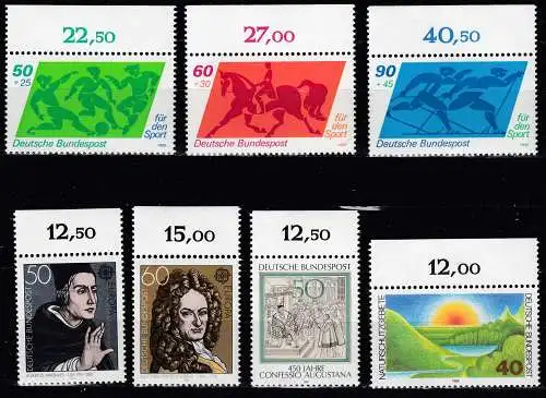 Bund BRD Bundesrepublik 1980 ** MNH Mi.1046-1052 mit Oberrand Gelegenheit (70692