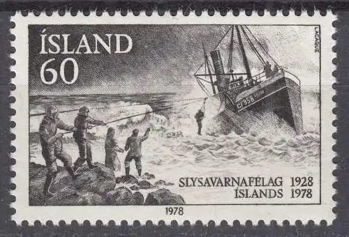 ISLAND 1978 Mi. 536 ** MNH 60 Kr. 50 Jahre Lebensrettungs-Gesellschaft  (70700