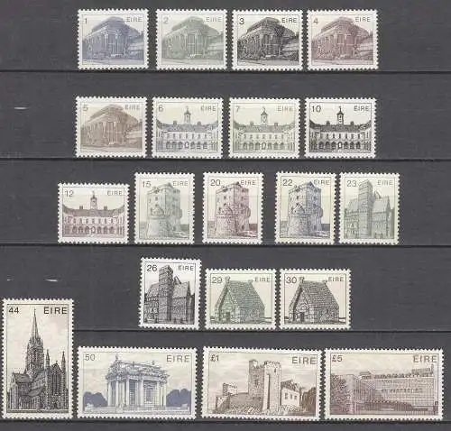 IRLAND Mi. 484-503 ** MNH Freimarken Irische Architektur 1982-1990  (70696