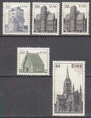 IRLAND Einzelwerte aus Freimarken Irische Architektur 1982-1990 ** MNH  (70697