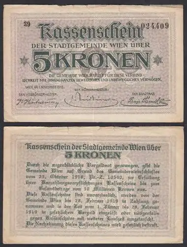 Österreich - Austria 5 Kronen 1918 Stadtgemeinde WIEN    (32995