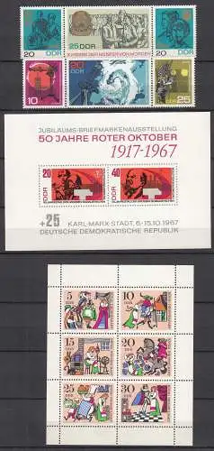 DDR 1967/68 Block 26 Klbg.1323/28 1320/22 1343/45 Lot postfrisch MNH   (32938