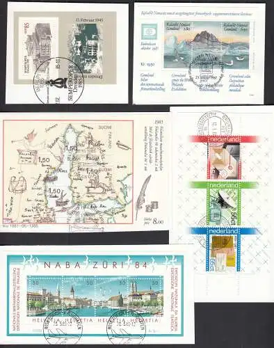 Europa 5 Stück Briefmarken Blocks auf Briefstück mit Sonderstempel   (33021