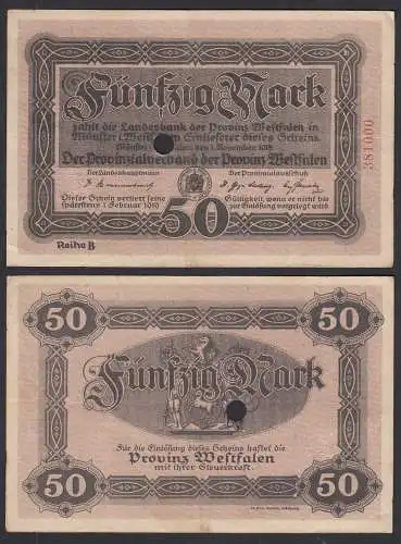 Westfalen - PROVINZ WESTFALEN Münster 50 Mark 1918 Reihe B Notgeld   (33010