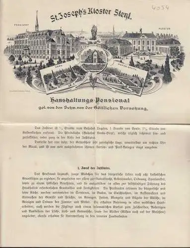 Litho St.Josephs Kloster Stenl, Haushaltungs Pensionat Kaldenkirchen   (23158