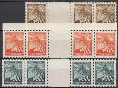 Böhmen & Mähren 1940/41 Mi. 38,55,64 postfrisch MNH mit Zwischensteg  (70705