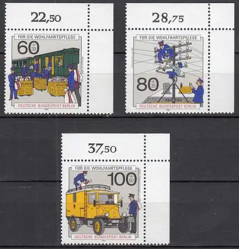 Berlin 1990 Mi.876-878 ** MNH Wohlfahrt Post + Telekommunikation ER OR  (70710