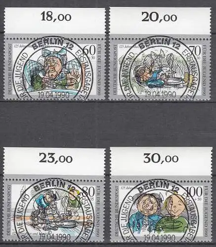 BRD BUND 1990 Mi.1455-58 ESST Vollstempel OR Jugend Satz 125 Jahre Max + Moritz