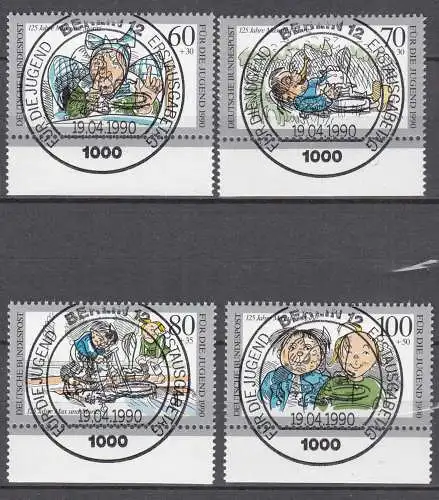 BRD BUND 1990 Mi.1455-58 ESST Vollstempel UR Jugend Satz 125 Jahre Max + Moritz