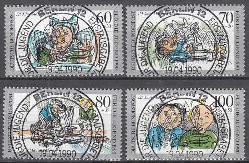 BRD BUND 1990 Mi.1455-58 ESST Vollstempel Jugend Satz 125 Jahre Max + Moritz