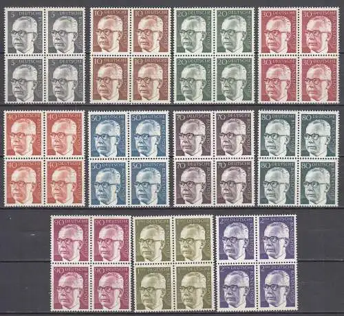 BRD BUND 1970 Mi.635-645 Heinemann im 4er Block ** postfrisch MNH   (33056