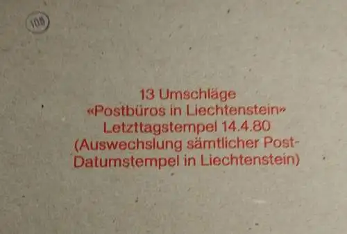 Liechtenstein 14.04.80 13 Postbüro Umschläge Letztag Stempel Wechsel    (23267