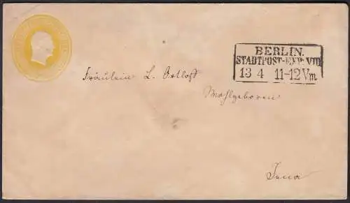 Preussen 3 Sgr. Ganzsache Berlin Stadtpost-Exp. nach Jena    (22978