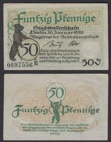 Stadt Berlin 50 Pfennig Notgeld 1920  (33071