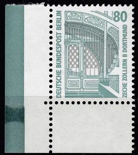 Berlin 80 Pfg. Sehenswürdigkeiten 1987 Mi.796 ** MNH Eckrand UL Streifen  (70720