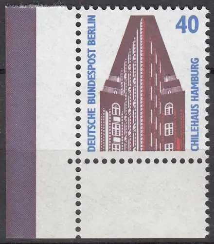 Berlin 40 Pfg. Sehenswürdigkeiten 1988 Mi.816 ** MNH Eckrand UL   (70724